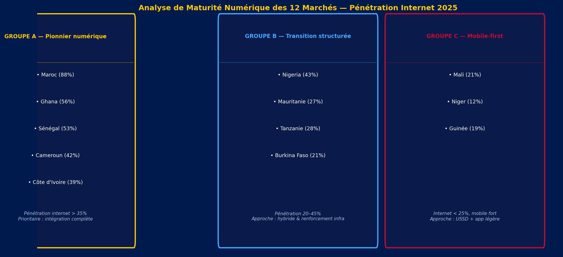 Groupes de maturité numérique — 12 marchés